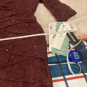 JCPenney Maroon Lace Dress with Sequins